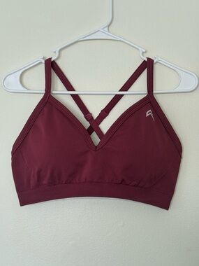 Oner Active Large Maroon SEAMLESS STRAPPY SPORTS BRA WITH WHITE LOGO